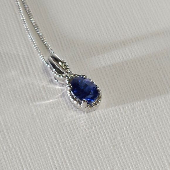 Kyanite Pendant Necklace Sterling Silver Chain - Picture 4 of 9